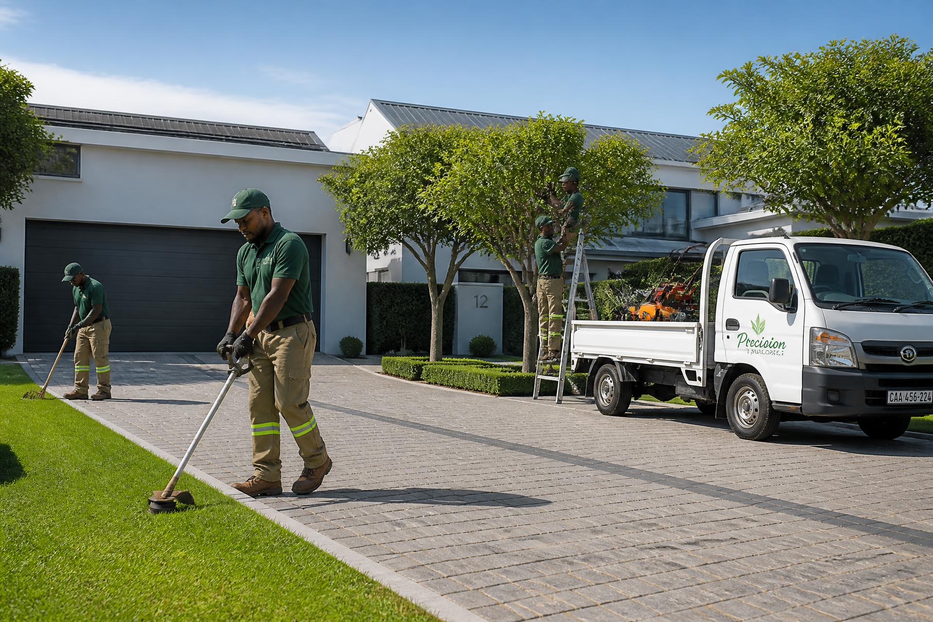 Property maintenance team working at a Western Cape home